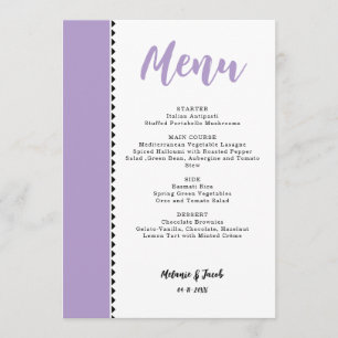 Placa de menu plana roxa da Lavanda moderna