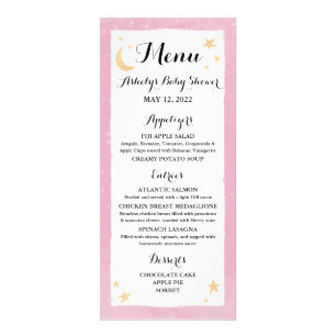 Placa de Menu Rosa Pequena Estrela Brilhante