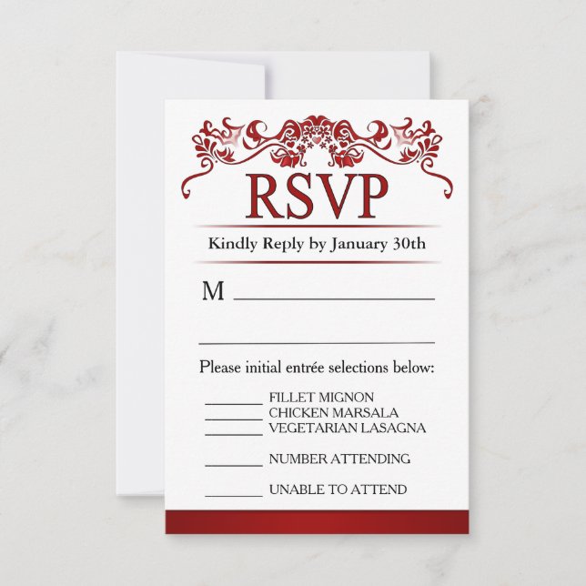 Placa de menu RSVP 3,5x5 - Namorados Elegantes Ver (Frente)
