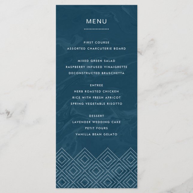 Placa de Menu Simples Personalizada Marble de Mati (Frente)