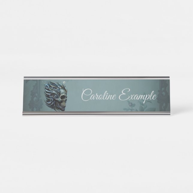 Placa De Mesa A Chama da Vida: Um Design de Caveira. (Frente)