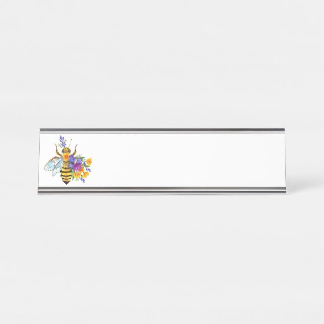 Placa De Mesa Abeja flor com plantas silvestres (Frente)