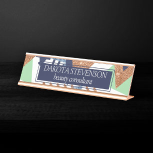 Placa De Mesa abstrato de cores 80s Rosa Dourado Mint 90s