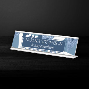 Placa De Mesa Abstrato do luxo dos anos 90   Marca azul Marinho 