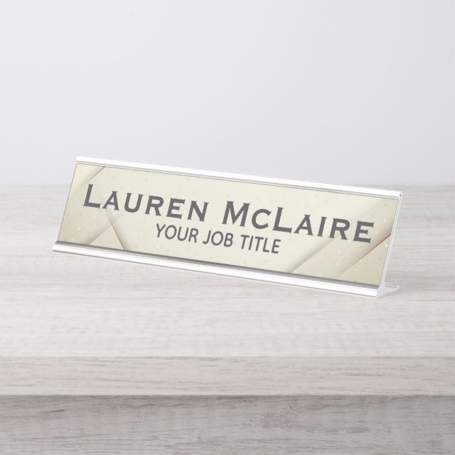 Placa De Mesa Acento Dourado Elegante Profissional (Frente)