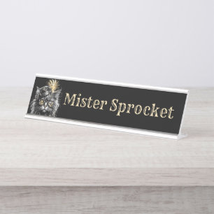 Placa De Mesa Adicionar nome como Senhor Sprocket Steampunk Cat
