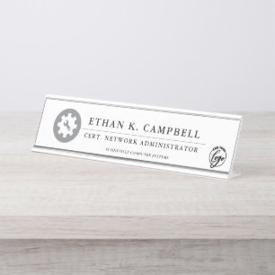Placa De Mesa Administrador de Rede Símbolo da indústria + Log