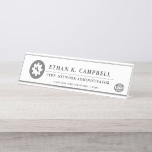Placa De Mesa Administrador de Rede   Símbolo da indústria + Log
