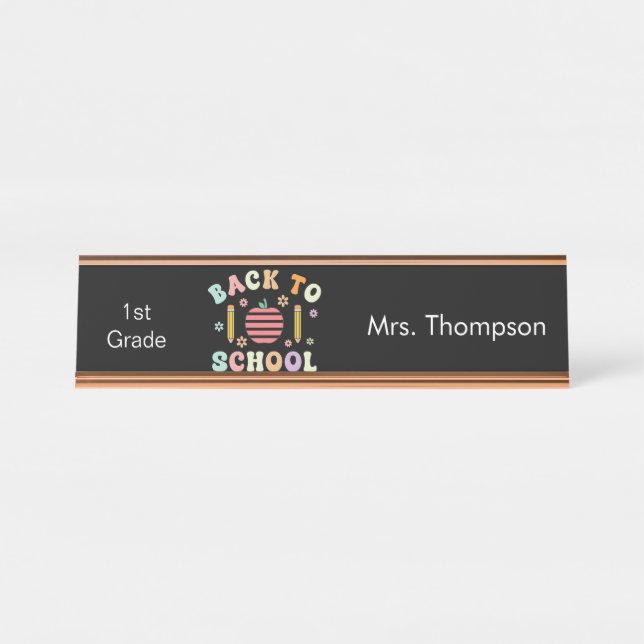 Placa De Mesa Adorável personalização de volta à escola (Frente)