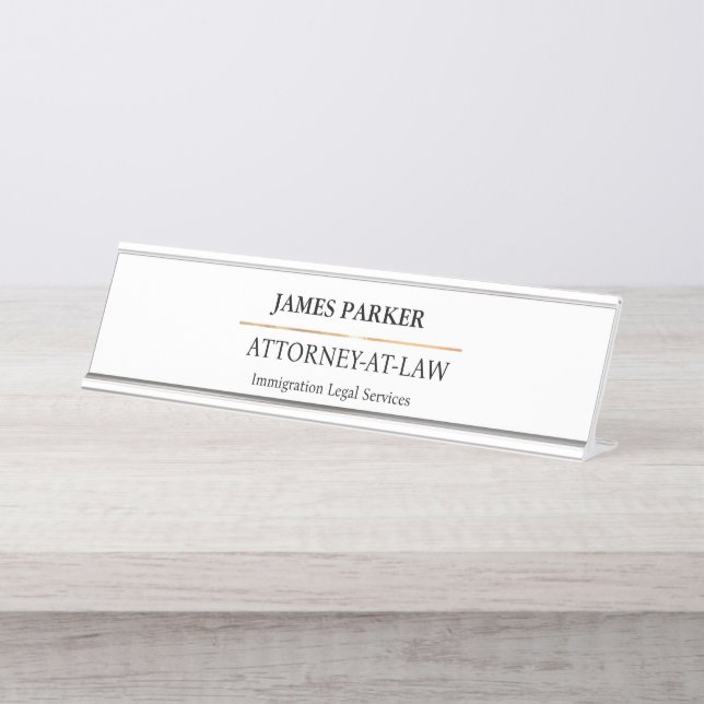 Placa De Mesa Advogado Ator de Direito Classe Branca (Frente)