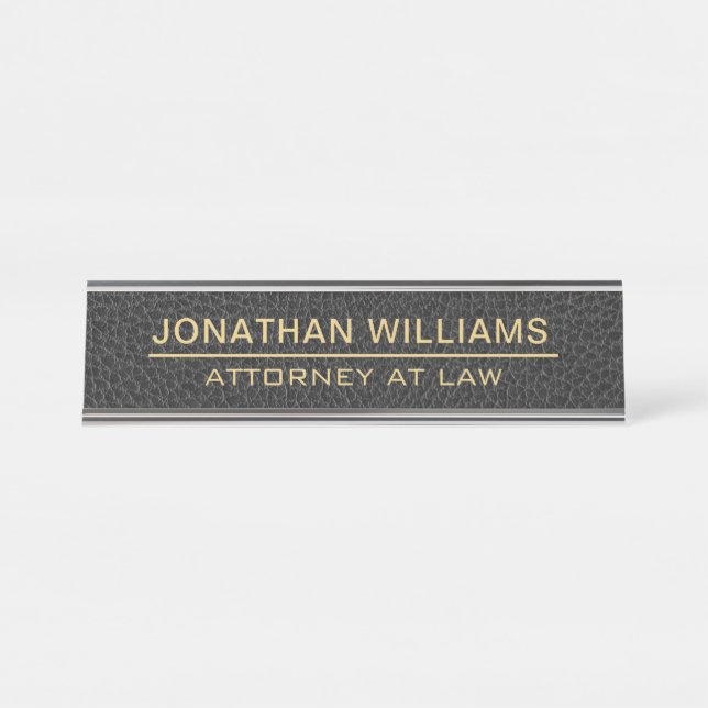 Placa De Mesa Advogado em Couro Sintético Nome Personalizado Pre (Frente)
