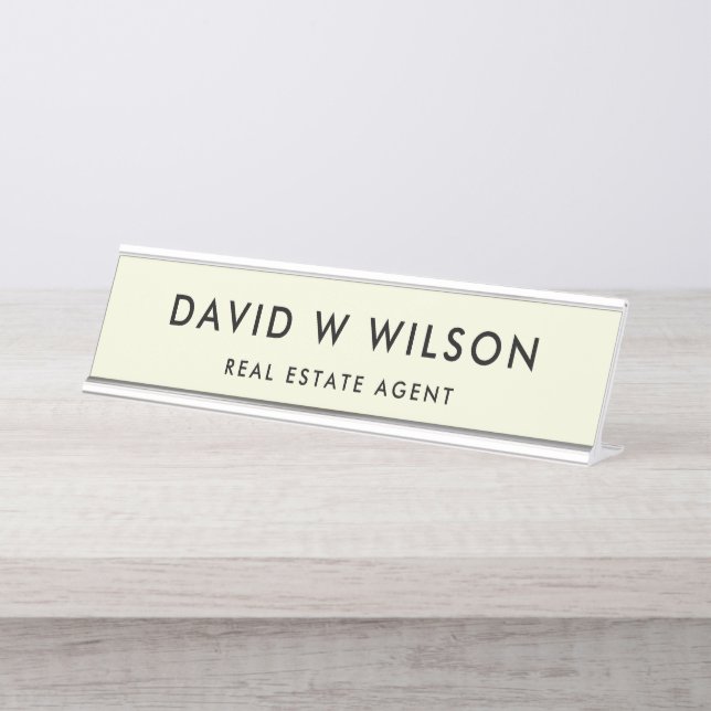 Placa De Mesa Agente imobiliário minimalista moderno (Frente)
