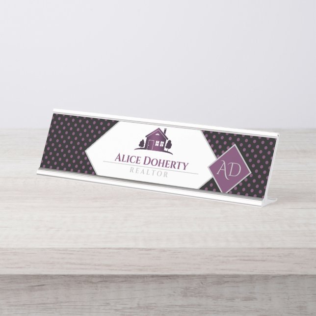 Placa De Mesa Agente imobiliário| Residência| Iniciais (Frente)