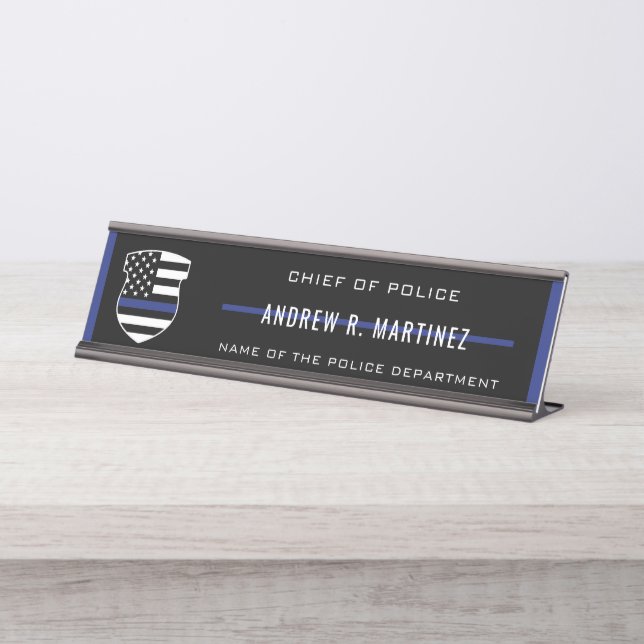 Placa De Mesa Agente policial Thin Blue Line Policial (Frente)
