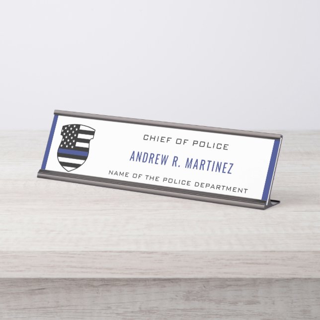 Placa De Mesa Agente policial Thin Blue Line Policial (Frente)