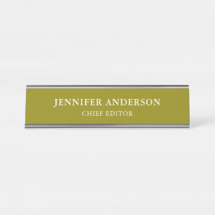 Placa De Mesa Amarelo Escuro Profissional Moderno Simples Minima