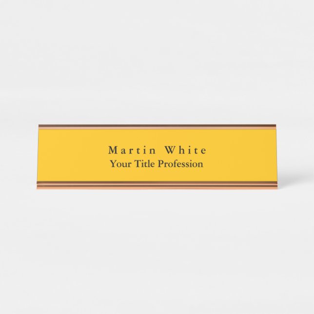 Placa De Mesa Amber Yellow Rose Dourada Plain Elegant Profession (Frente)