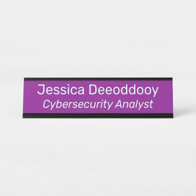 Placa De Mesa Analista de Cibersegurança Roxo Magenta (Frente)