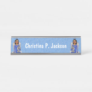 Placa De Mesa Ângulos Brancos de Gato na Nuvem Azul