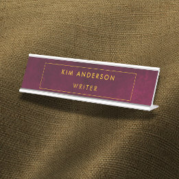 Placa De Mesa Aparência de Couro Bege Personalizável