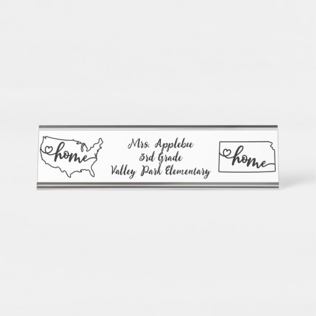 Placa De Mesa Arte da Linha Home Line dos EUA personalizada no K (Frente)