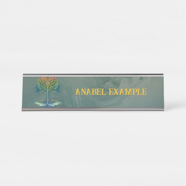 Placa De Mesa Árvore da Vida Mudando o Amanhecer (Frente)