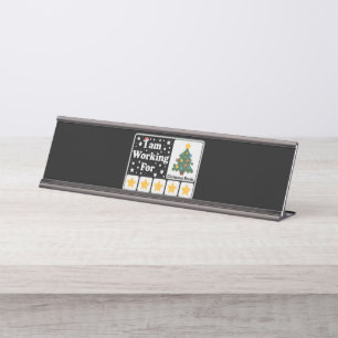 Placa De Mesa Árvore de Natal de 5 Estrelas Estou Trabalhando Pa