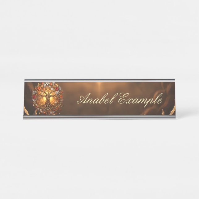 Placa De Mesa Árvore enluarada de Eternidade Embrenhada.  (Frente)