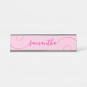 Placa De Mesa Assinatura Moderna Rosa Curly