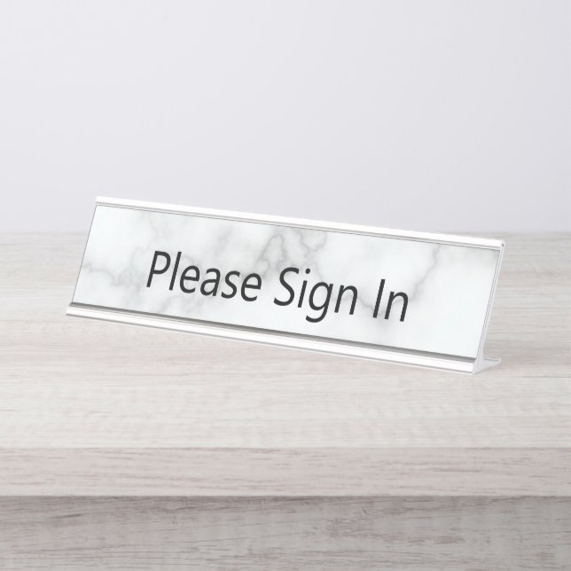 Placa De Mesa Assine Faux White Marble (Frente)