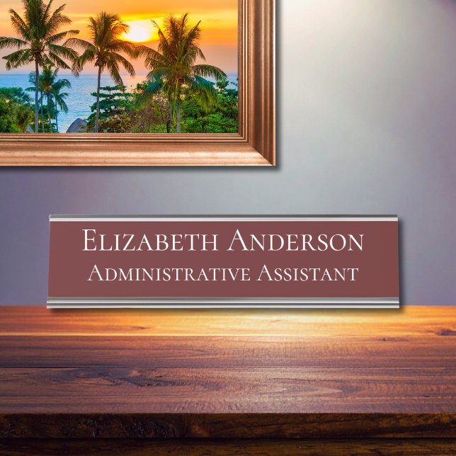 Placa De Mesa Assistente Administrativo Personalizado Bege Verme (Criador carregado)