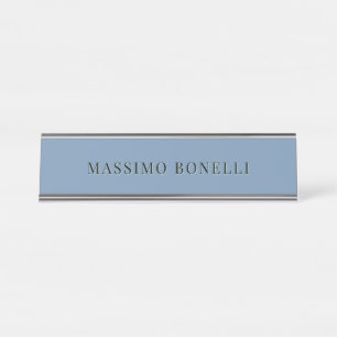 Placa De Mesa Azul Cinza Minimalista Simples Legível Moderno