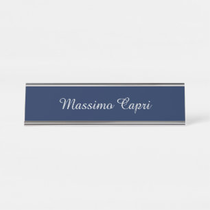 Placa De Mesa Azul Escuro Elegante Casual Nome Próprio Manuscrit