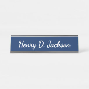 Placa De Mesa Azul Marinho Único Escrita Clássica Simples