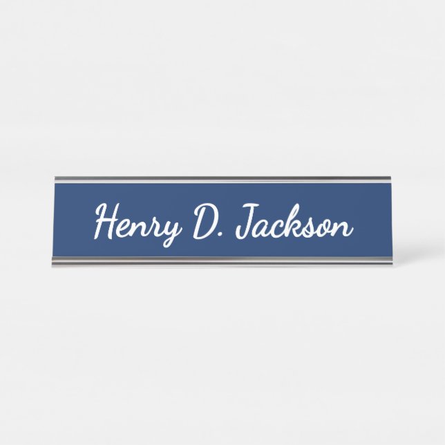 Placa De Mesa Azul Marinho Único Escrita Clássica Simples (Frente)