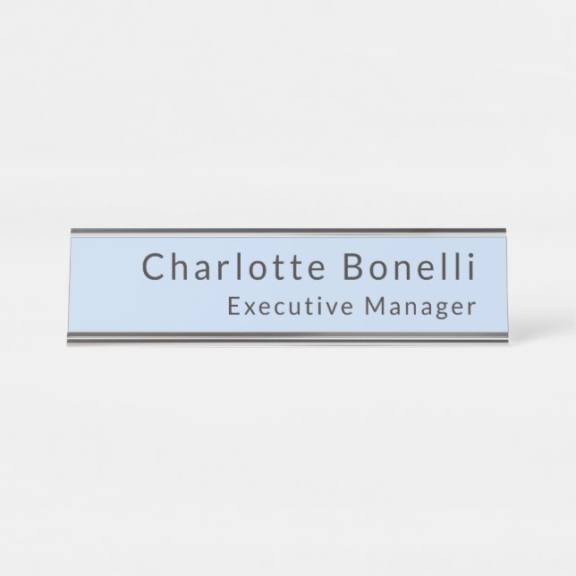 Placa De Mesa Azul Minimalista Moderno Profissional Simples (Frente)