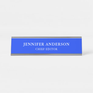 Placa De Mesa Azul Ultramarino Profissional Moderno Simples