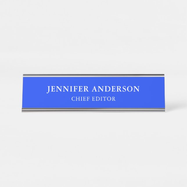 Placa De Mesa Azul Ultramarino Profissional Moderno Simples (Frente)
