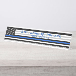 Placa De Mesa Bandeira Americana da Linha Azul Fino