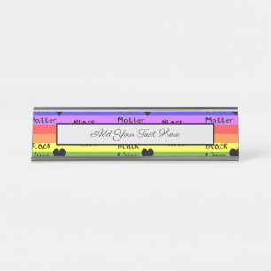 Placa De Mesa Bandeira Arco-íris Texto Black Lives Matter LGBTQ