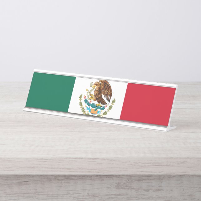 Placa De Mesa Bandeira Mexicana (Frente)