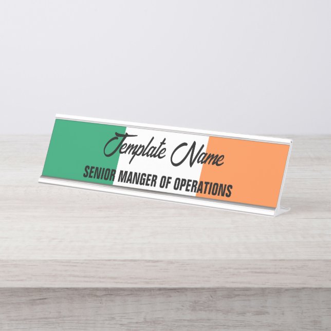 Placa De Mesa Bandeira Nacional da Irlanda, Padrão Irlandês, Est (Frente)