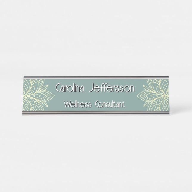 Placa De Mesa Bem-estar do consultor Zen Lotus Teal (Frente)