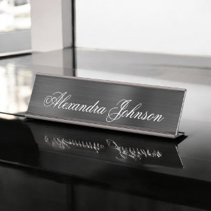 Placa De Mesa Black Metallic Foil Modern Elegant Business