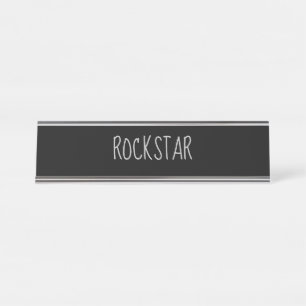 Placa De Mesa Black Silver 'Rockstar' Engraçado