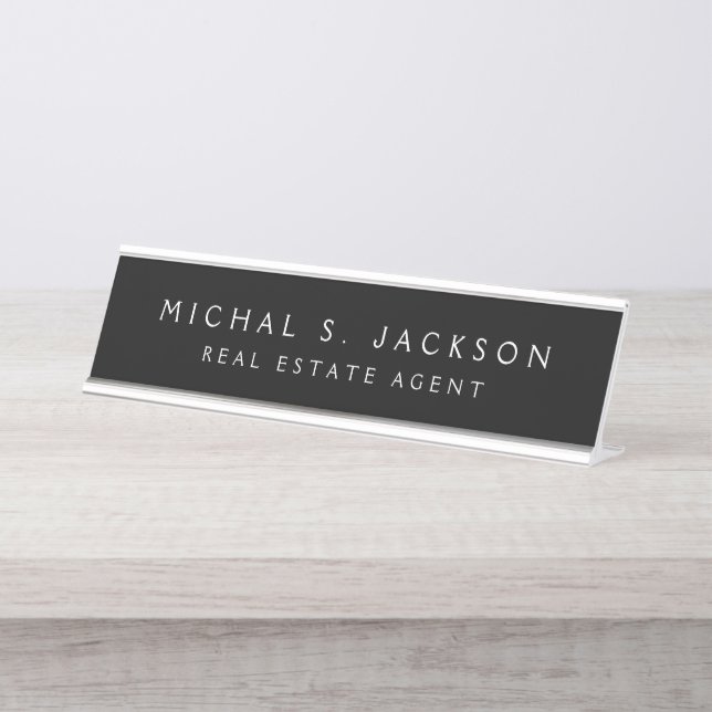 Placa De Mesa Black White Modern Elegant Professional Classics D (Frente)