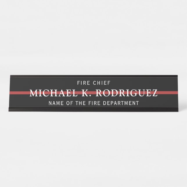 Placa De Mesa Bombeiro Thin Red Fire Department (Frente)