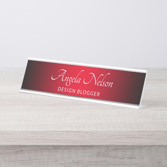 Placa De Mesa Borda Preta Vermelho Ombre (Frente)