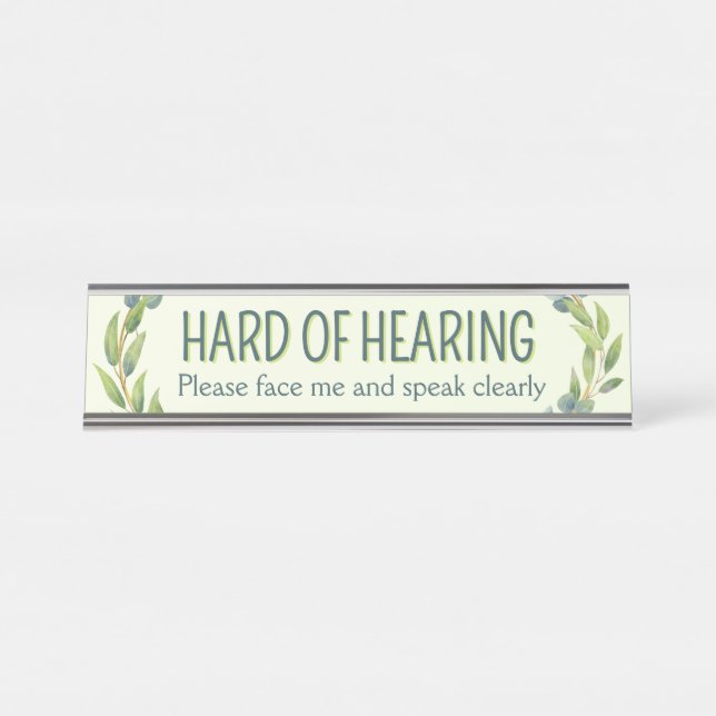 Placa De Mesa Botanical Hard of Hearing Green Deafness (Frente)