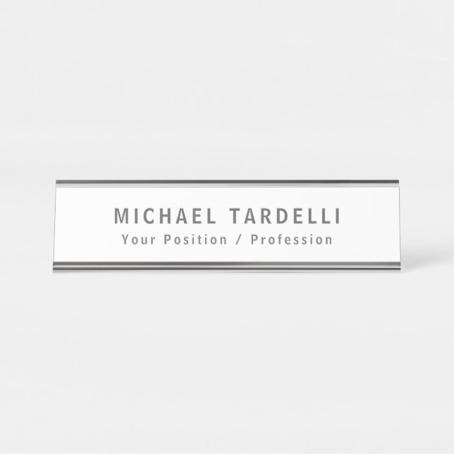 Placa De Mesa Branco moderno elegante minimalista simples (Frente)